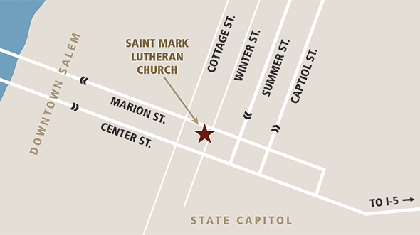 Map to Saint Mark Lutheran Church